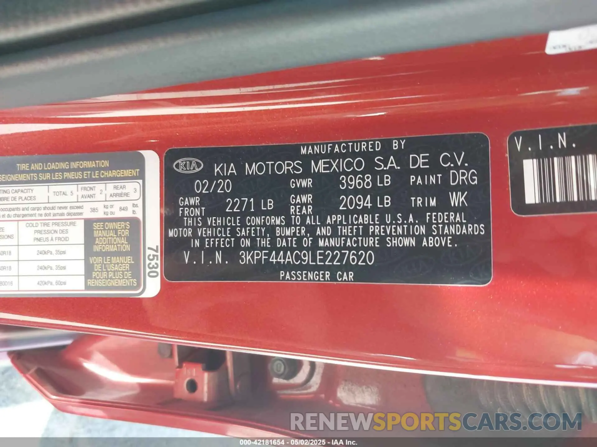 9 Photograph of a damaged car 3KPF44AC9LE227620 KIA FORTE 2020