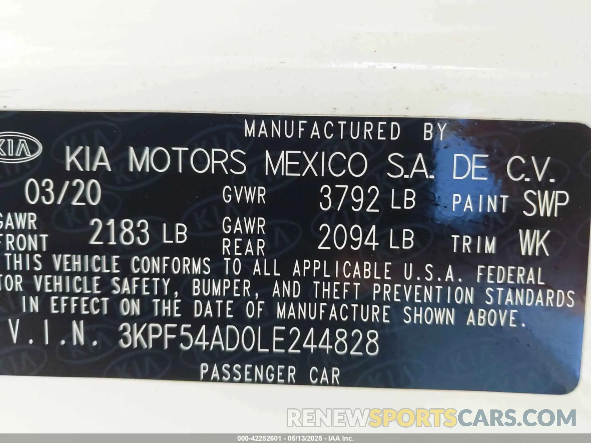 9 Photograph of a damaged car 3KPF54AD0LE244828 KIA FORTE 2020