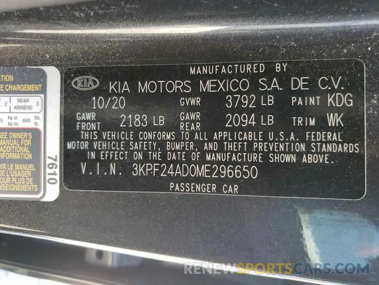 10 Photograph of a damaged car 3KPF24AD0ME296650 KIA FORTE 2021