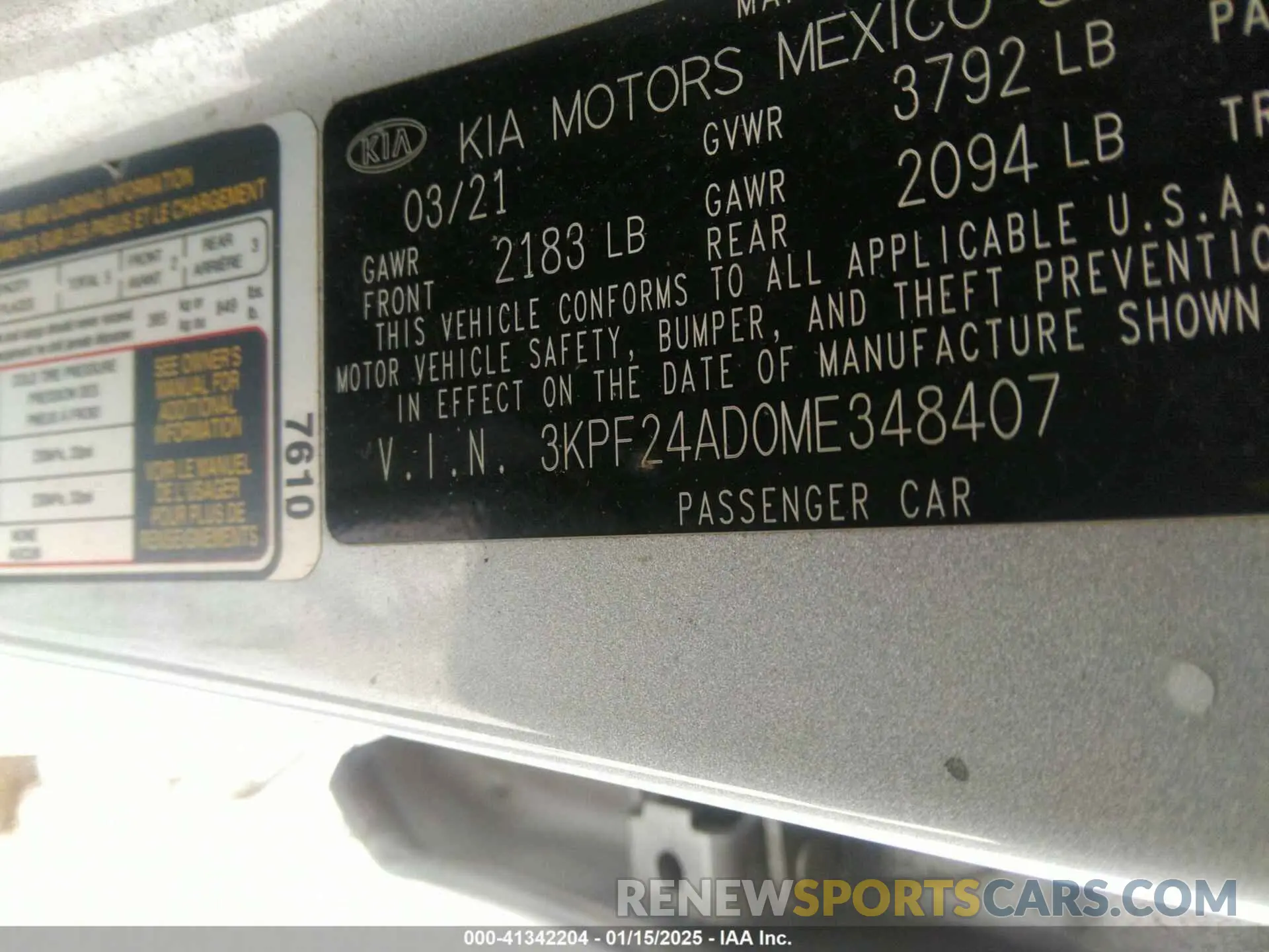 9 Photograph of a damaged car 3KPF24AD0ME348407 KIA FORTE 2021