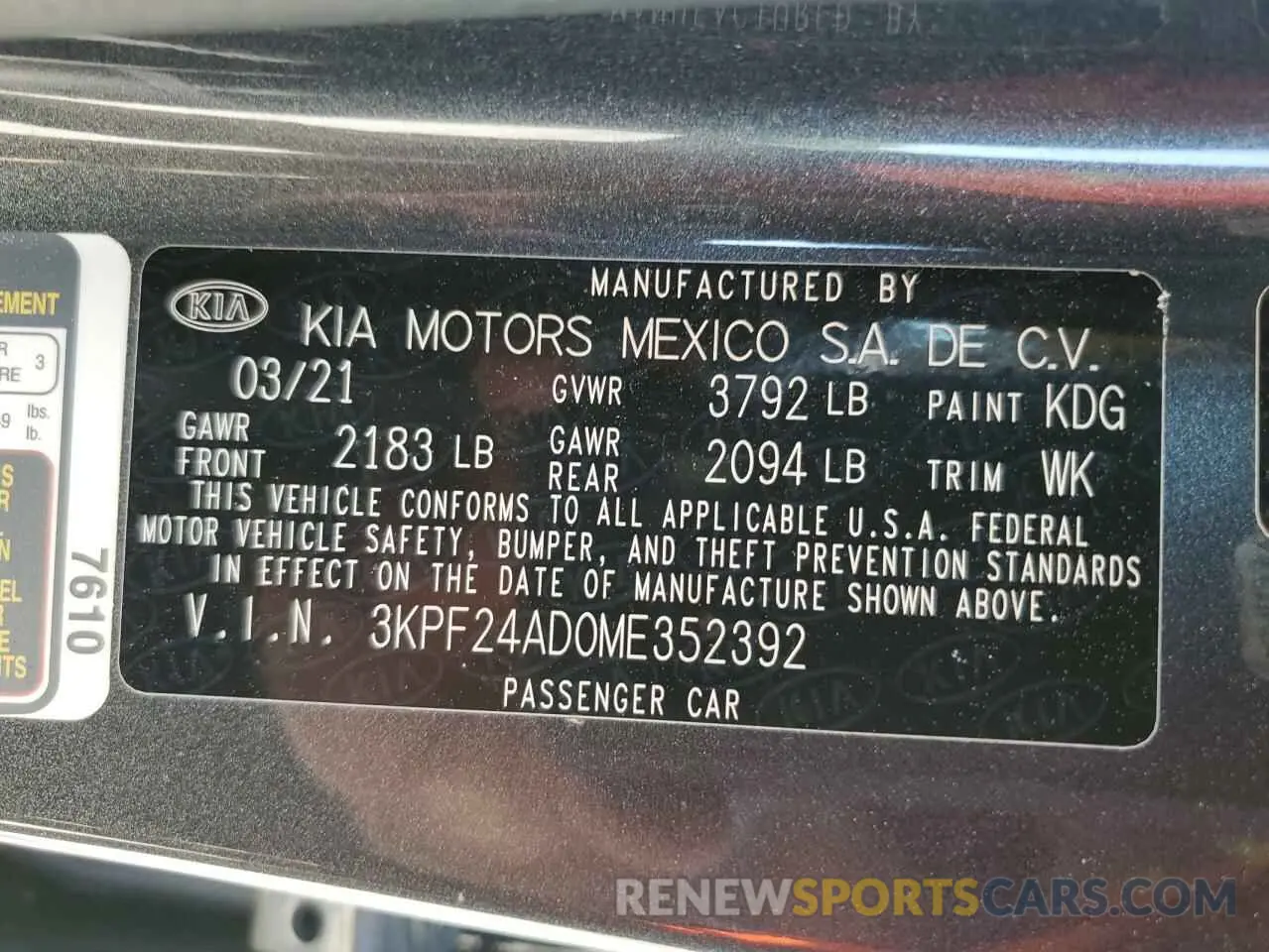 12 Photograph of a damaged car 3KPF24AD0ME352392 KIA FORTE 2021