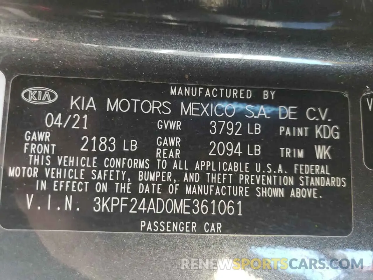12 Photograph of a damaged car 3KPF24AD0ME361061 KIA FORTE 2021