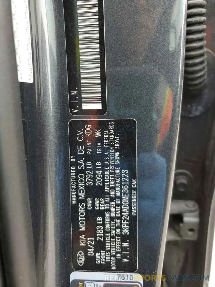 12 Photograph of a damaged car 3KPF24AD0ME361223 KIA FORTE 2021