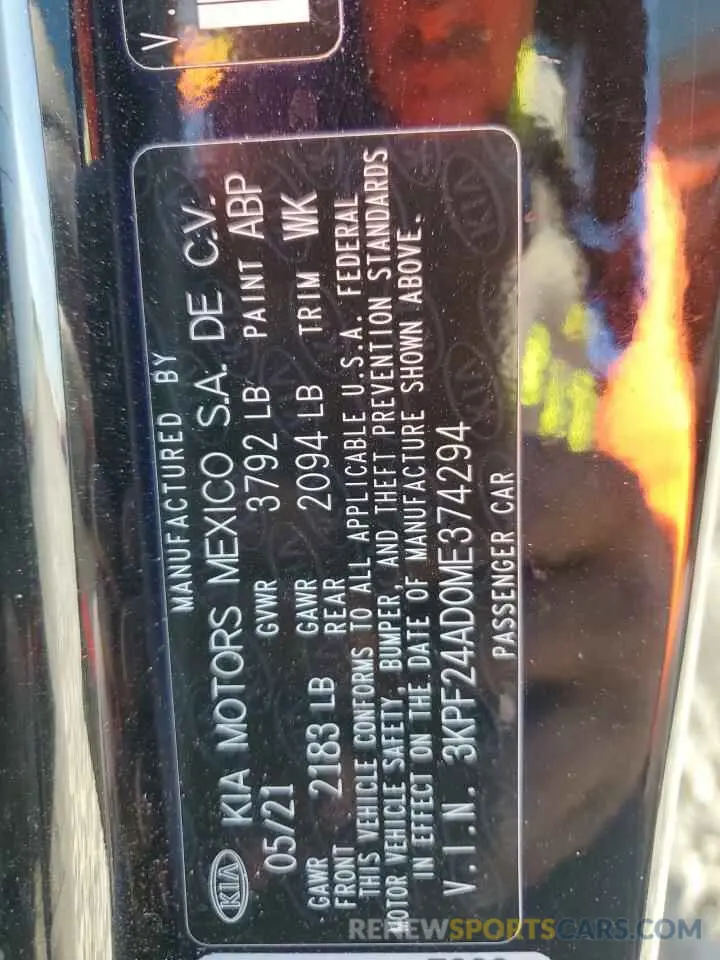13 Photograph of a damaged car 3KPF24AD0ME374294 KIA FORTE 2021