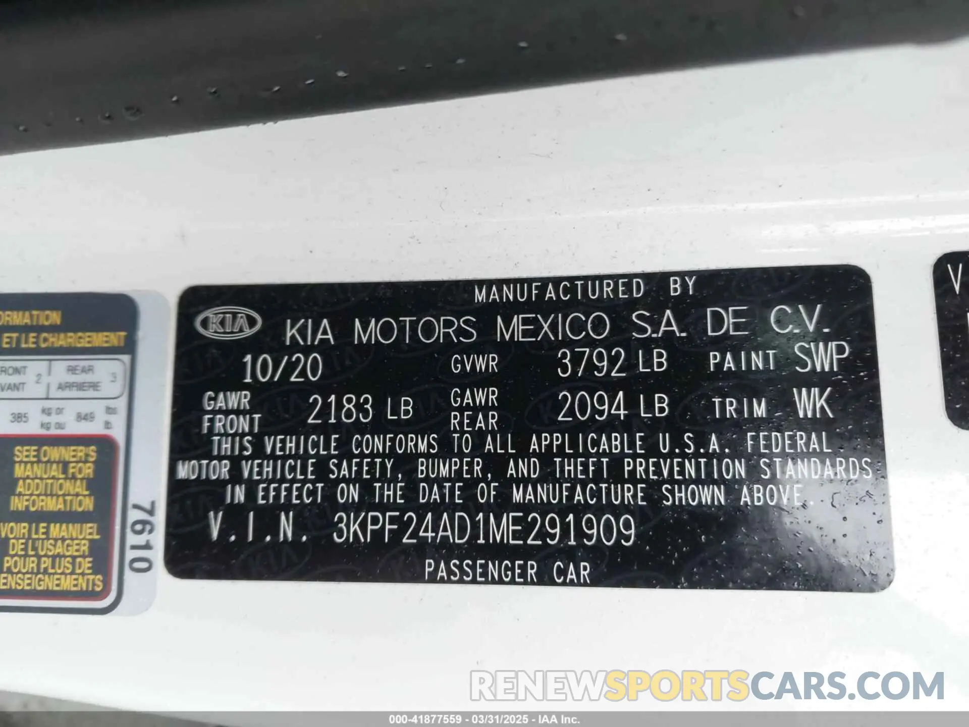 9 Photograph of a damaged car 3KPF24AD1ME291909 KIA FORTE 2021