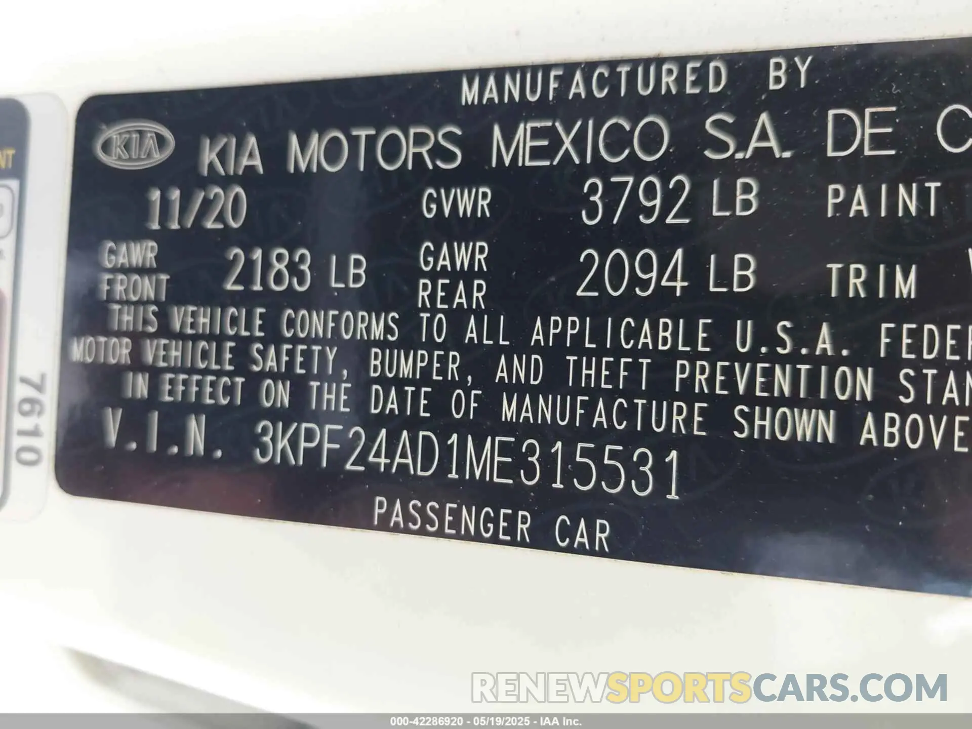 9 Photograph of a damaged car 3KPF24AD1ME315531 KIA FORTE 2021