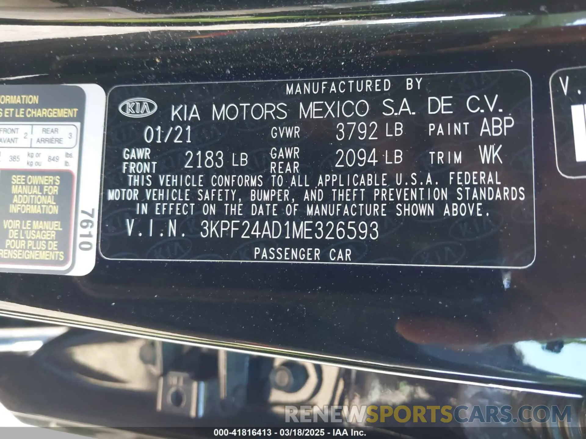 9 Photograph of a damaged car 3KPF24AD1ME326593 KIA FORTE 2021