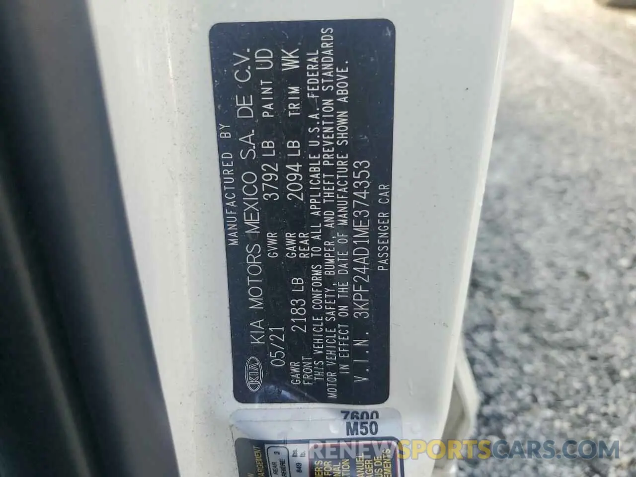 12 Photograph of a damaged car 3KPF24AD1ME374353 KIA FORTE 2021