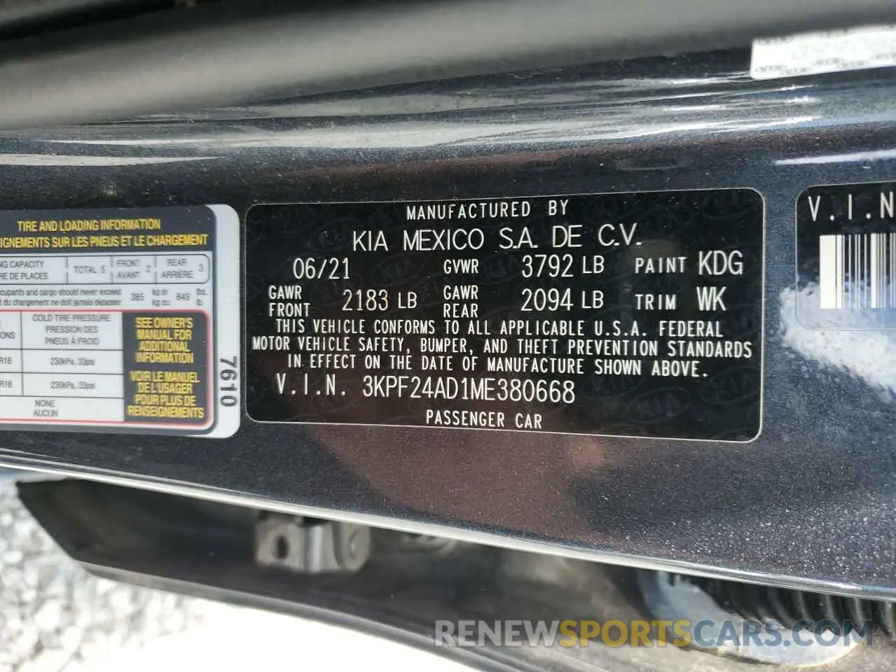 12 Photograph of a damaged car 3KPF24AD1ME380668 KIA FORTE 2021