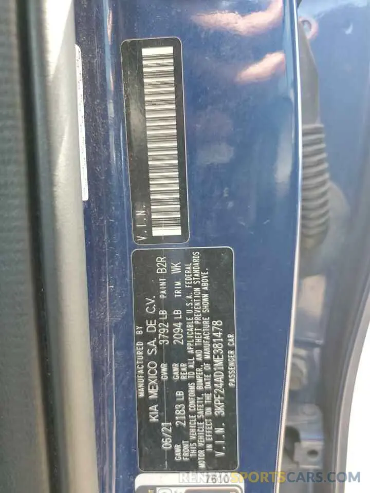 13 Photograph of a damaged car 3KPF24AD1ME381478 KIA FORTE 2021