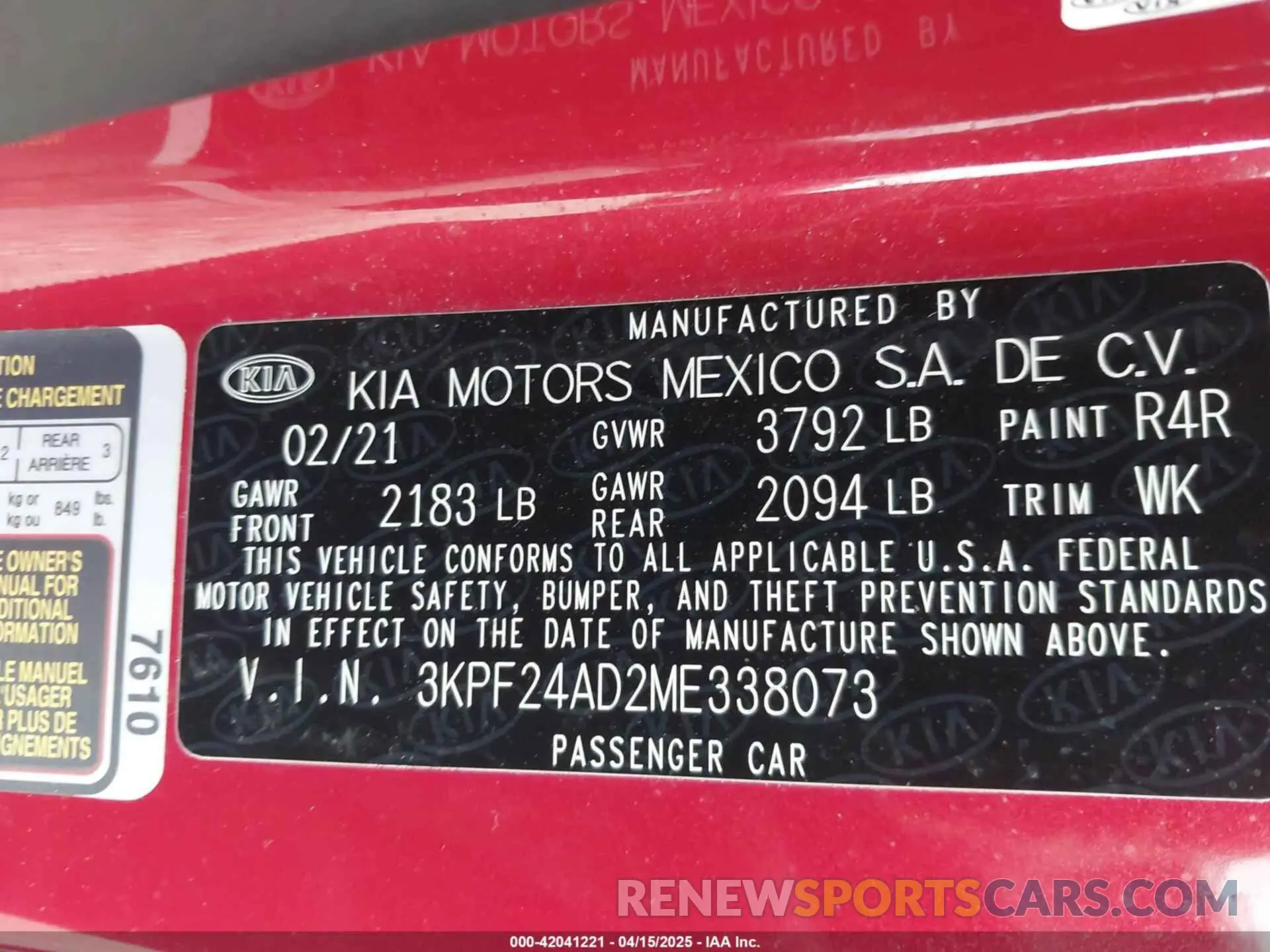9 Photograph of a damaged car 3KPF24AD2ME338073 KIA FORTE 2021