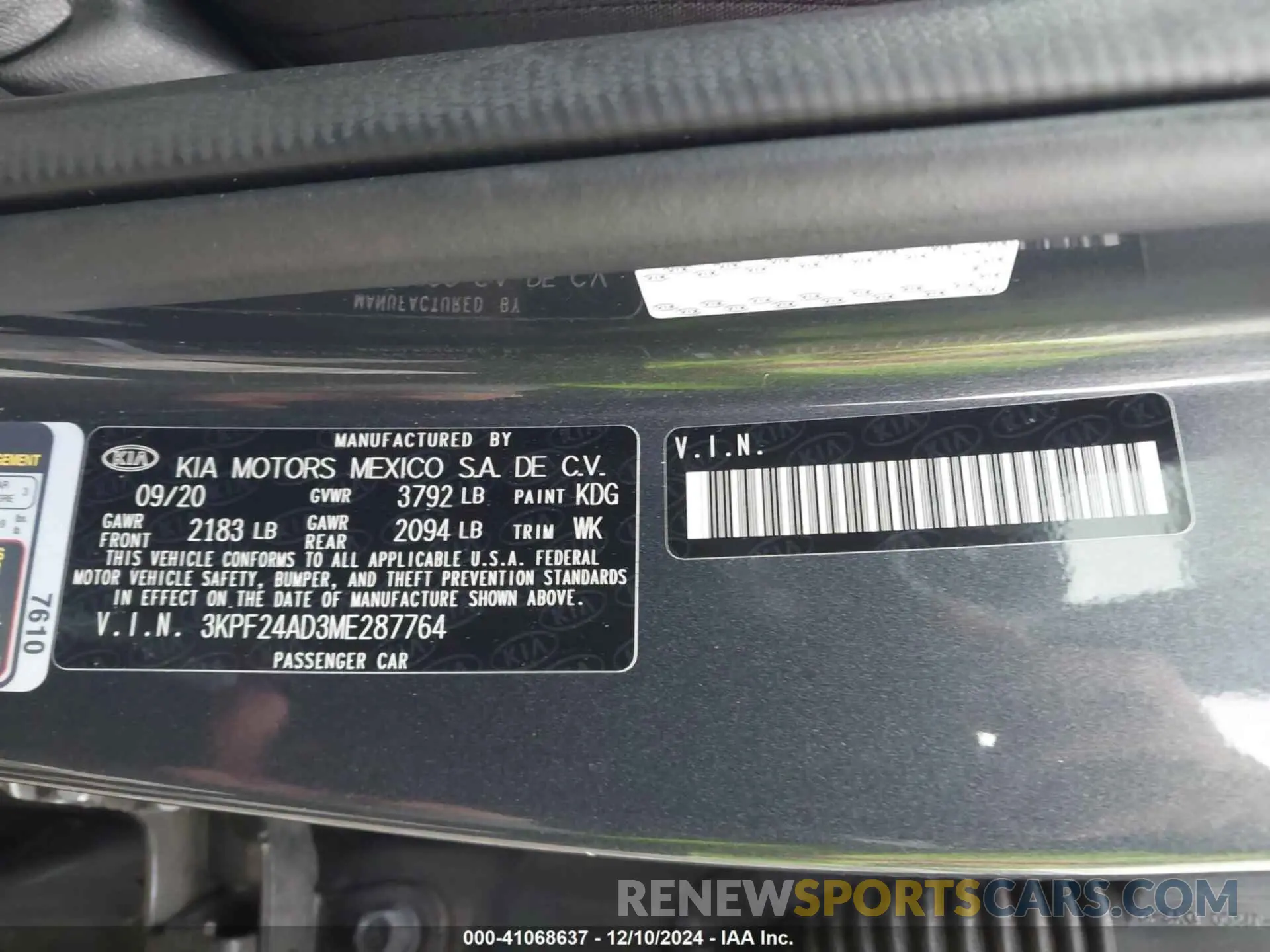 9 Photograph of a damaged car 3KPF24AD3ME287764 KIA FORTE 2021