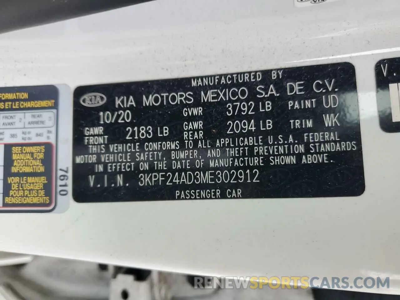 12 Photograph of a damaged car 3KPF24AD3ME302912 KIA FORTE 2021