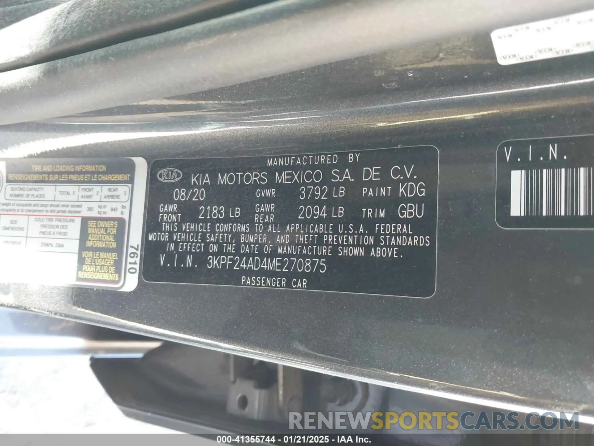 9 Photograph of a damaged car 3KPF24AD4ME270875 KIA FORTE 2021