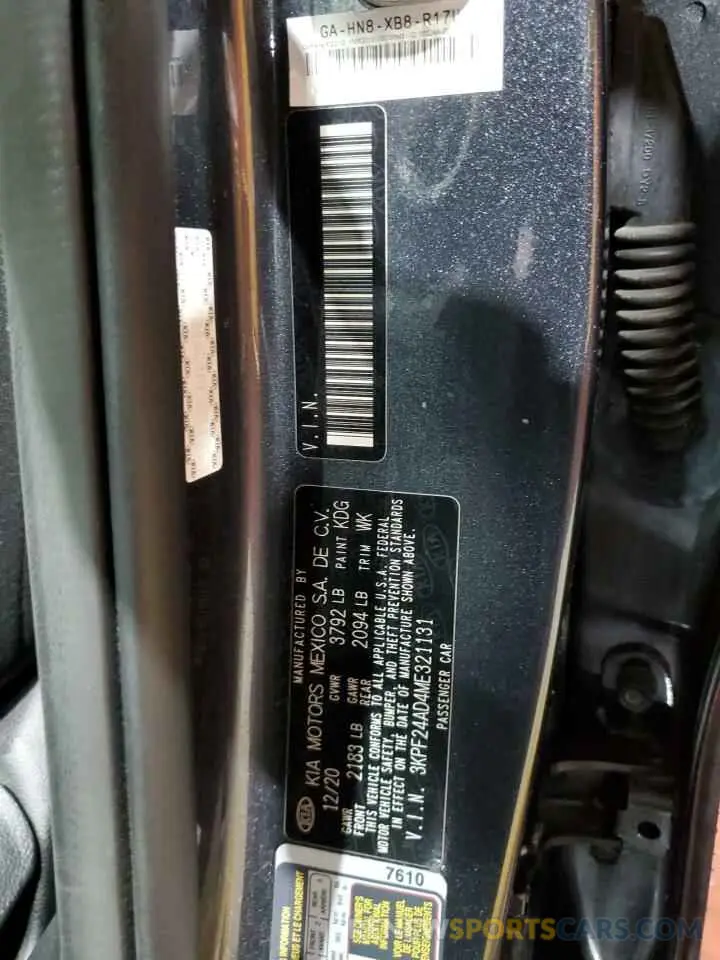 12 Photograph of a damaged car 3KPF24AD4ME321131 KIA FORTE 2021