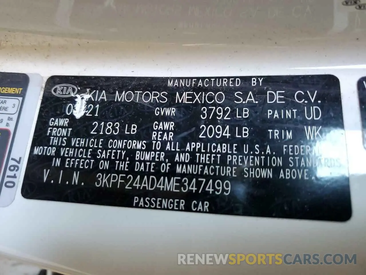 13 Photograph of a damaged car 3KPF24AD4ME347499 KIA FORTE 2021