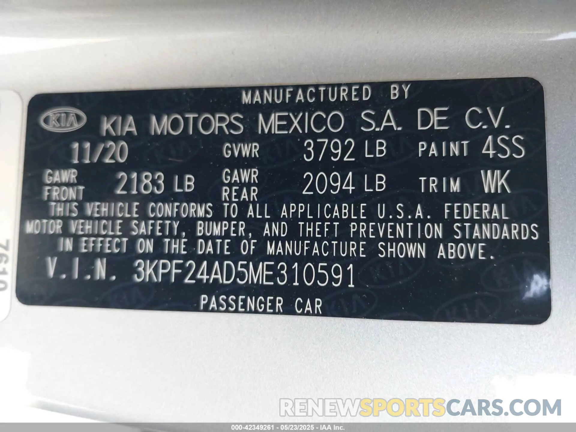 9 Photograph of a damaged car 3KPF24AD5ME310591 KIA FORTE 2021