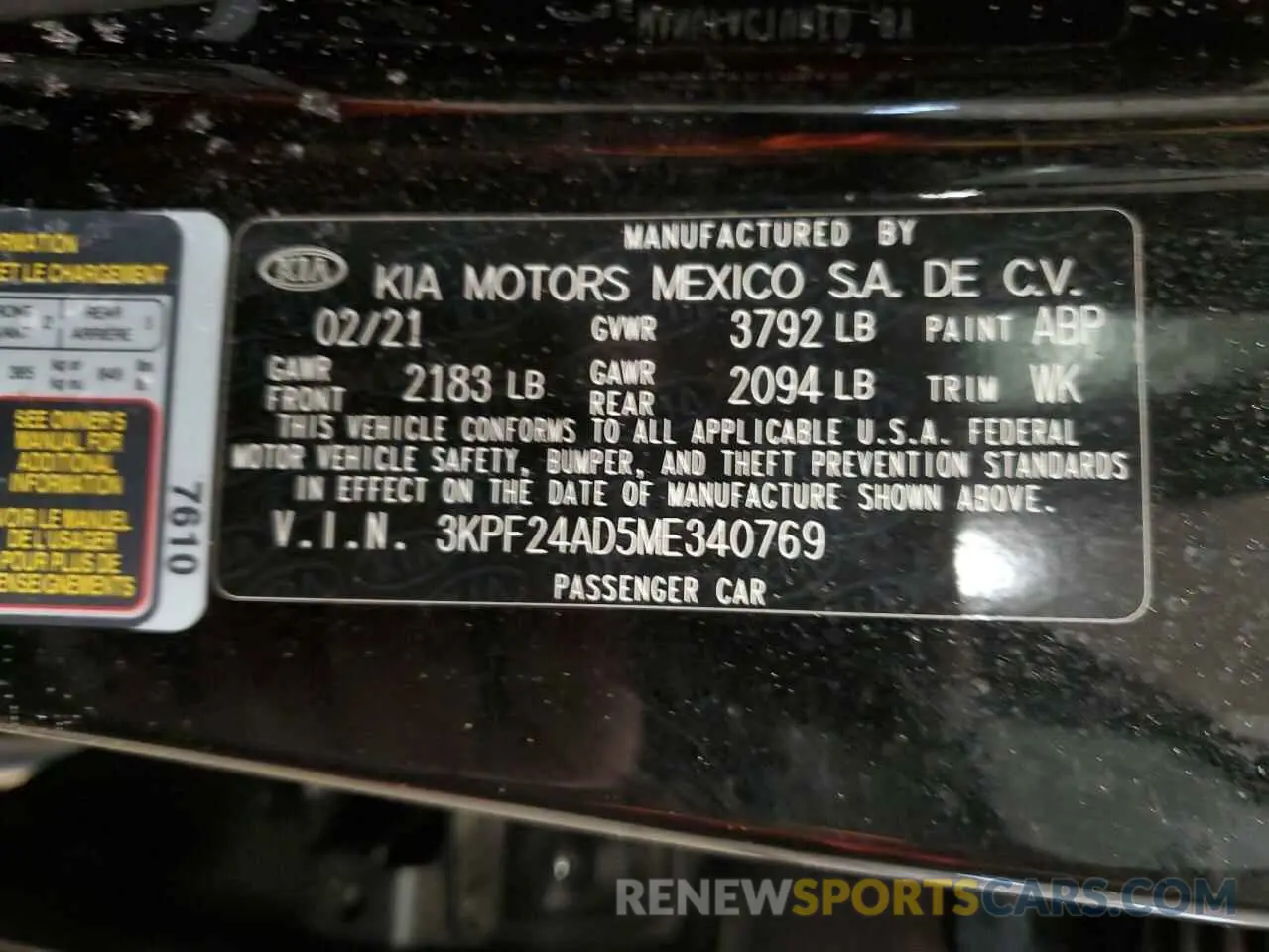 12 Photograph of a damaged car 3KPF24AD5ME340769 KIA FORTE 2021