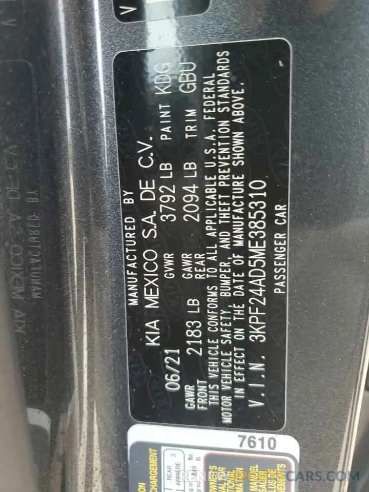 12 Photograph of a damaged car 3KPF24AD5ME385310 KIA FORTE 2021