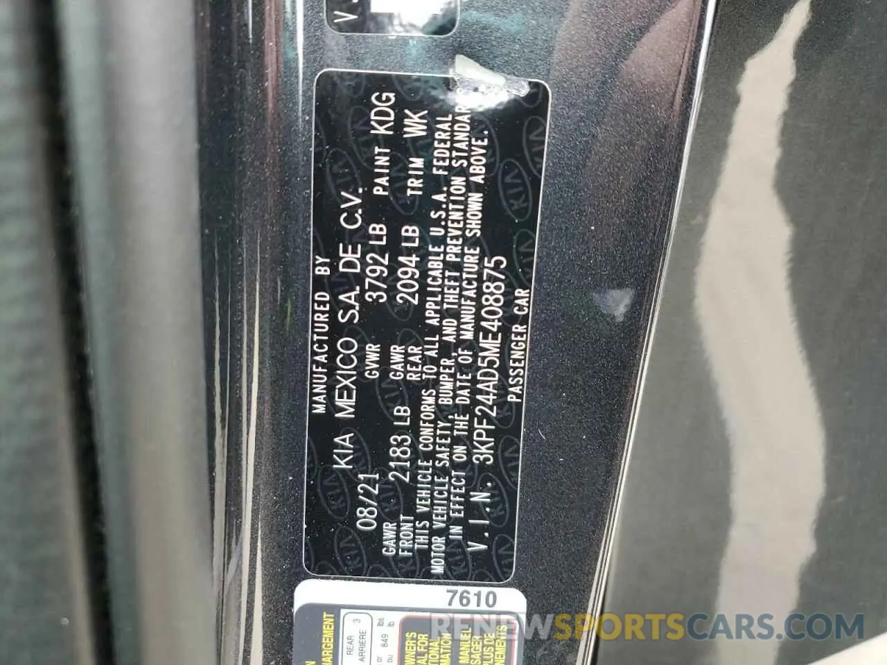 14 Photograph of a damaged car 3KPF24AD5ME408875 KIA FORTE 2021
