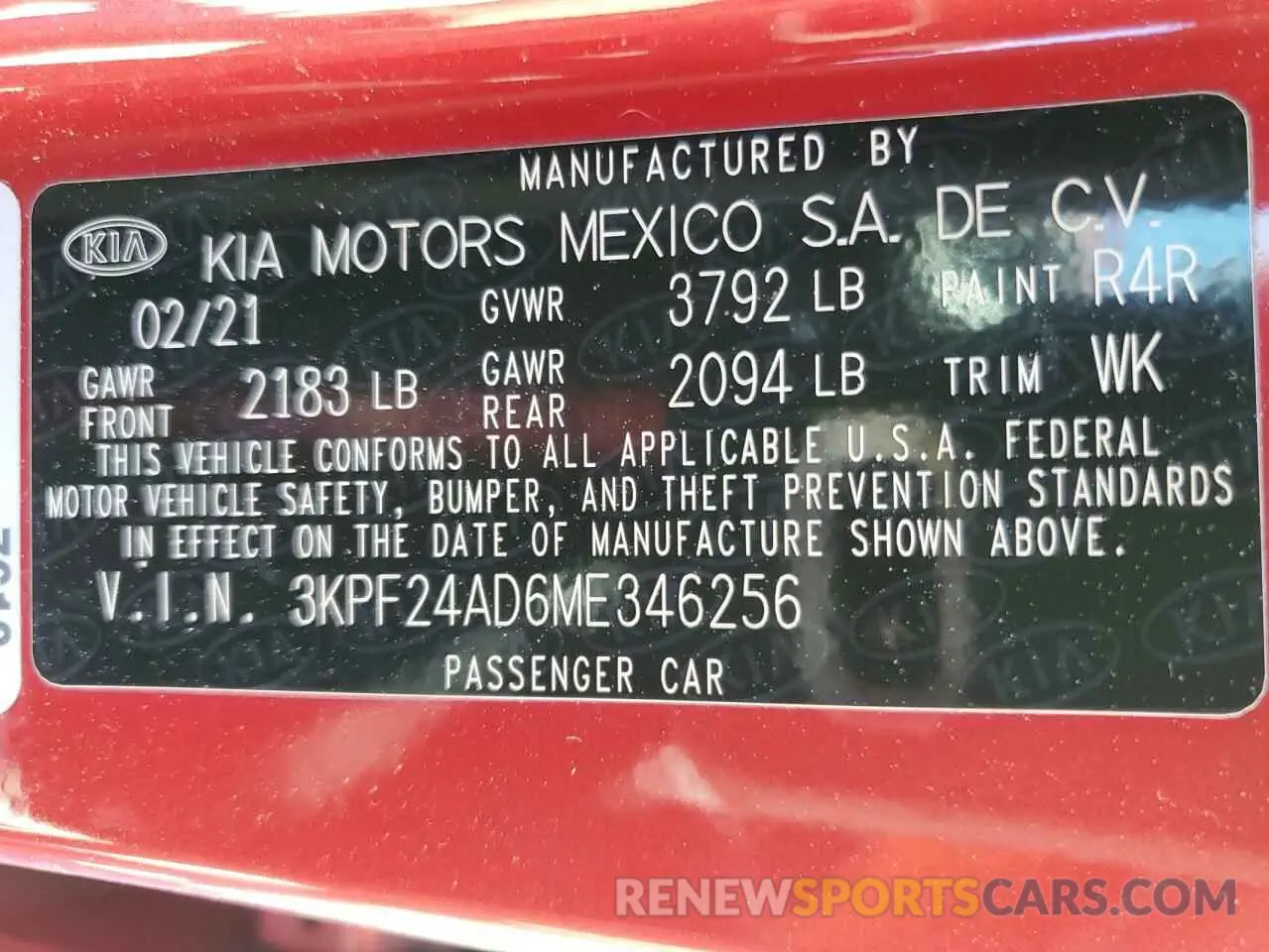 14 Photograph of a damaged car 3KPF24AD6ME346256 KIA FORTE 2021