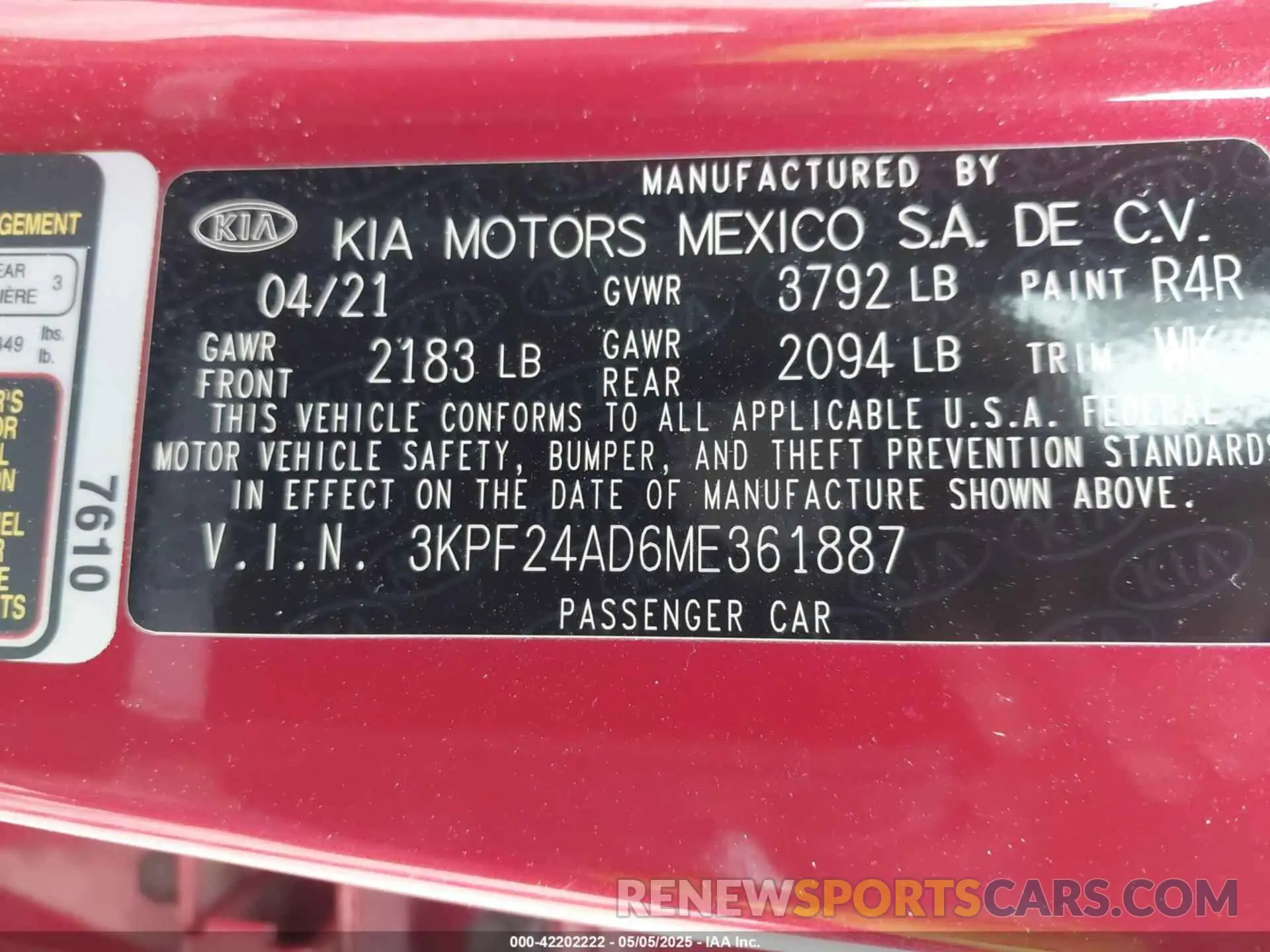 9 Photograph of a damaged car 3KPF24AD6ME361887 KIA FORTE 2021