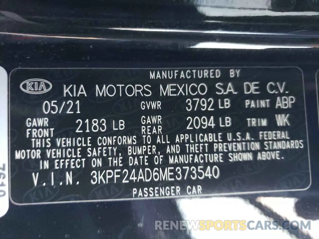 14 Photograph of a damaged car 3KPF24AD6ME373540 KIA FORTE 2021