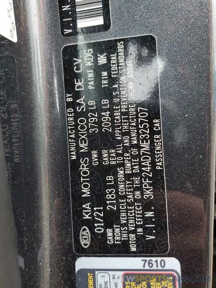 12 Photograph of a damaged car 3KPF24AD7ME325707 KIA FORTE 2021