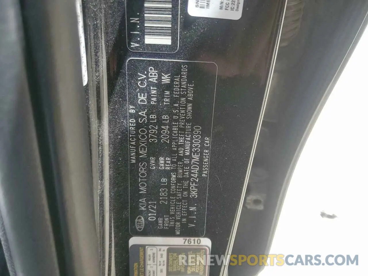 12 Photograph of a damaged car 3KPF24AD7ME330390 KIA FORTE 2021