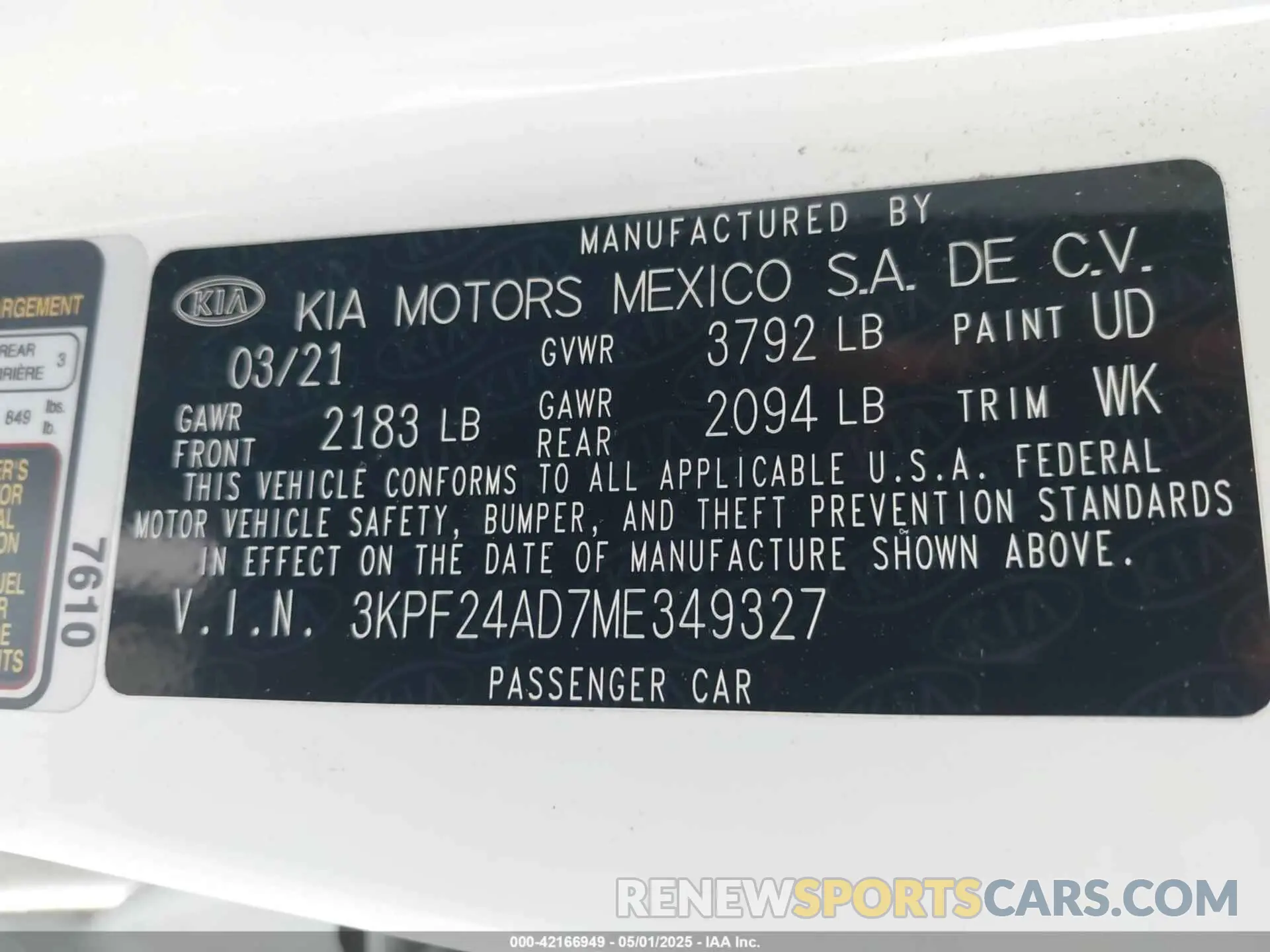 9 Photograph of a damaged car 3KPF24AD7ME349327 KIA FORTE 2021