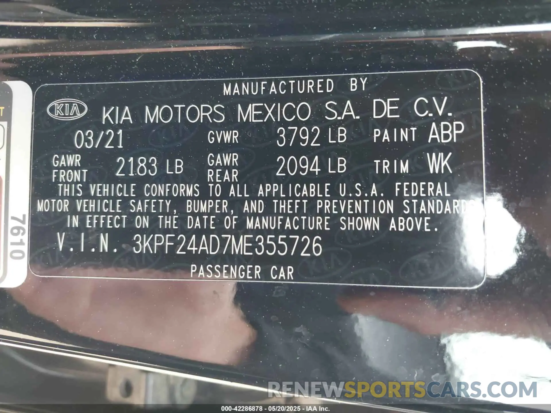 9 Photograph of a damaged car 3KPF24AD7ME355726 KIA FORTE 2021
