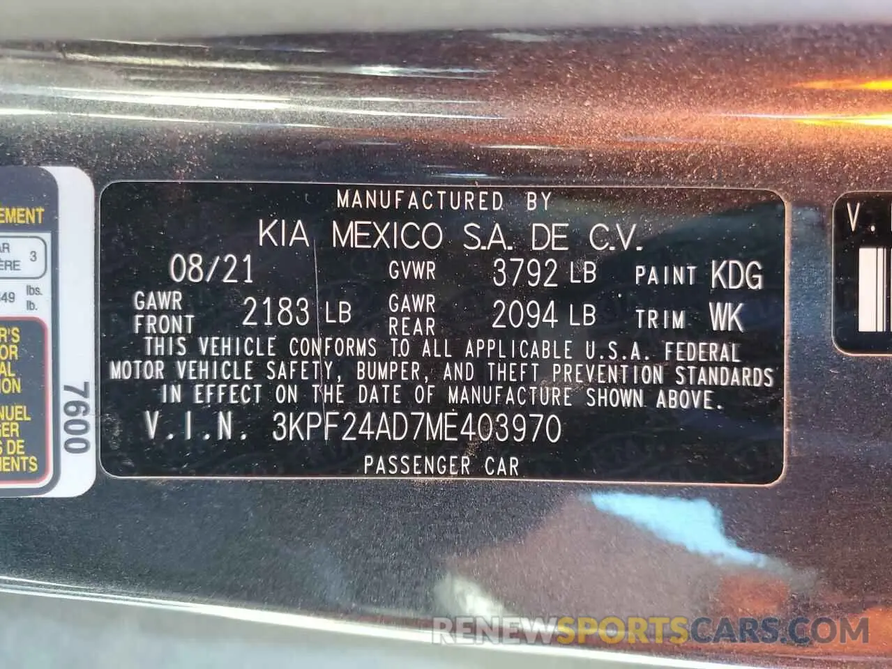 12 Photograph of a damaged car 3KPF24AD7ME403970 KIA FORTE 2021