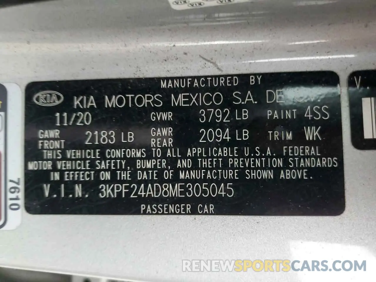 12 Photograph of a damaged car 3KPF24AD8ME305045 KIA FORTE 2021
