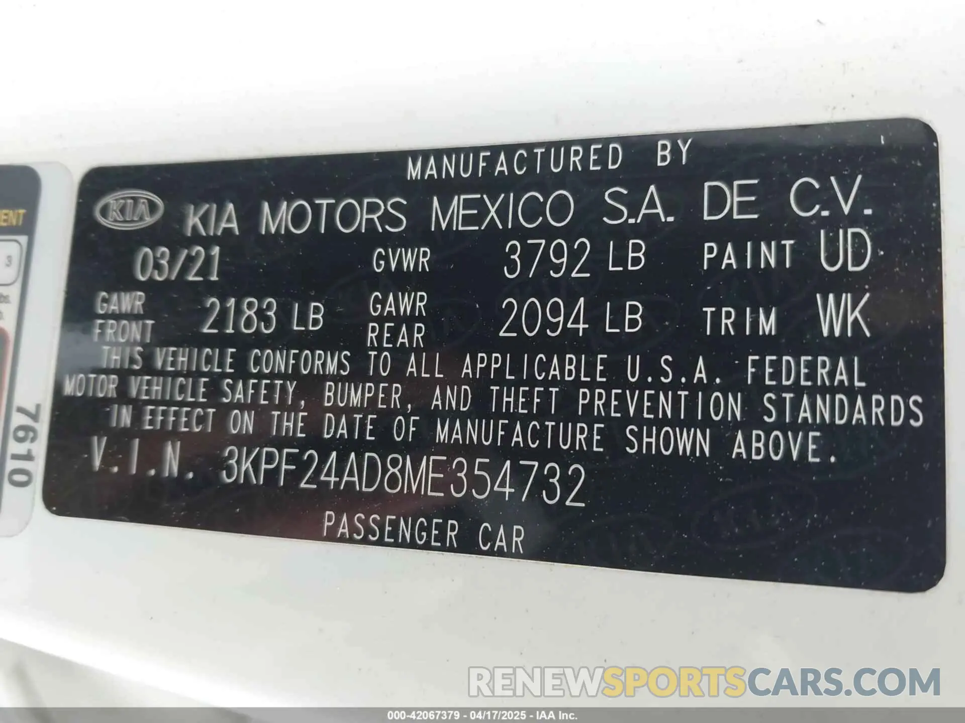 9 Photograph of a damaged car 3KPF24AD8ME354732 KIA FORTE 2021