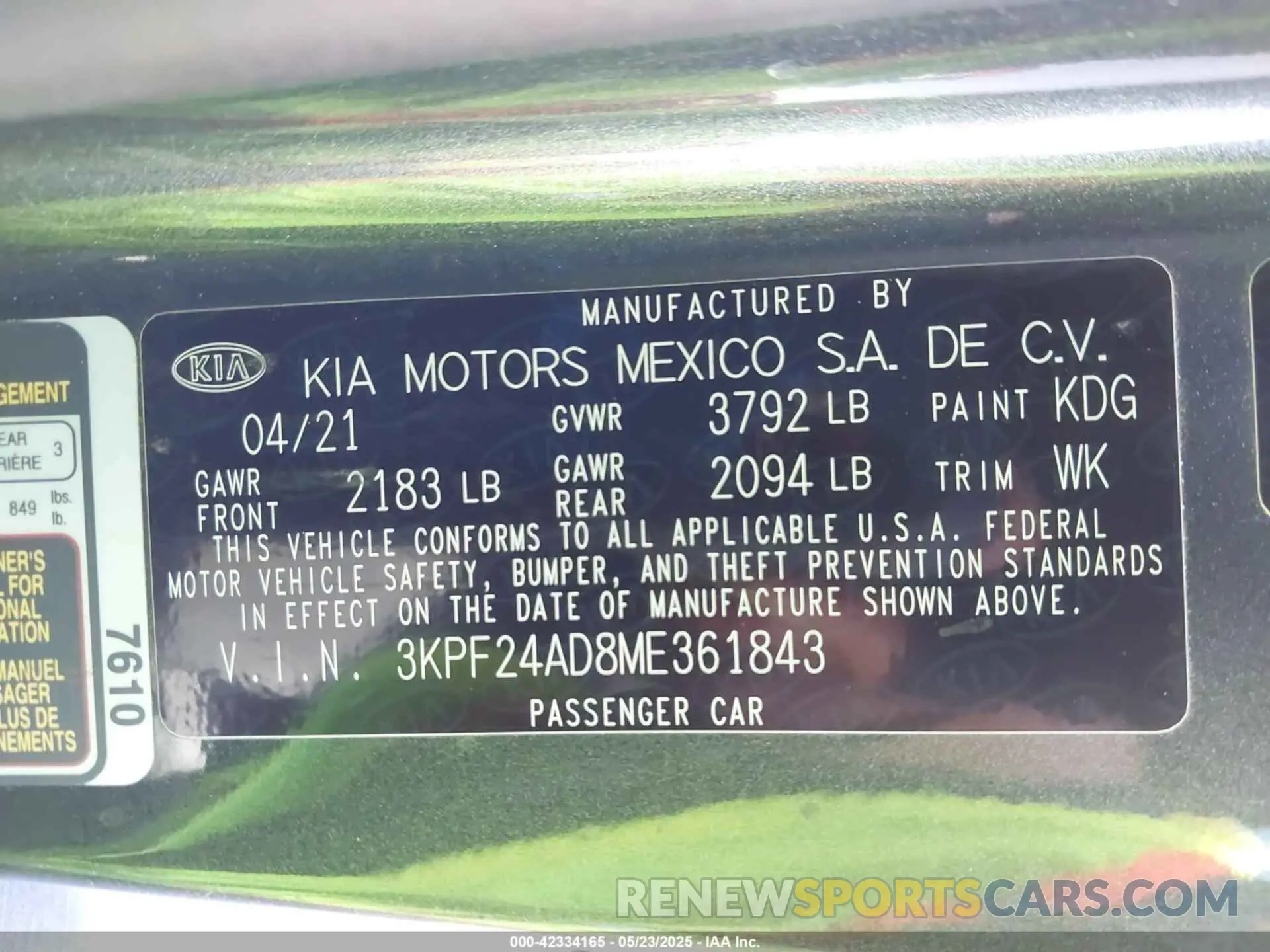 9 Photograph of a damaged car 3KPF24AD8ME361843 KIA FORTE 2021