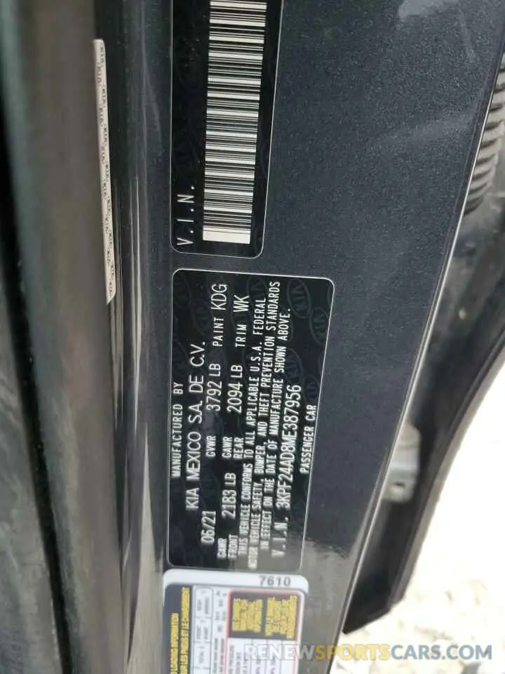 14 Photograph of a damaged car 3KPF24AD8ME387956 KIA FORTE 2021