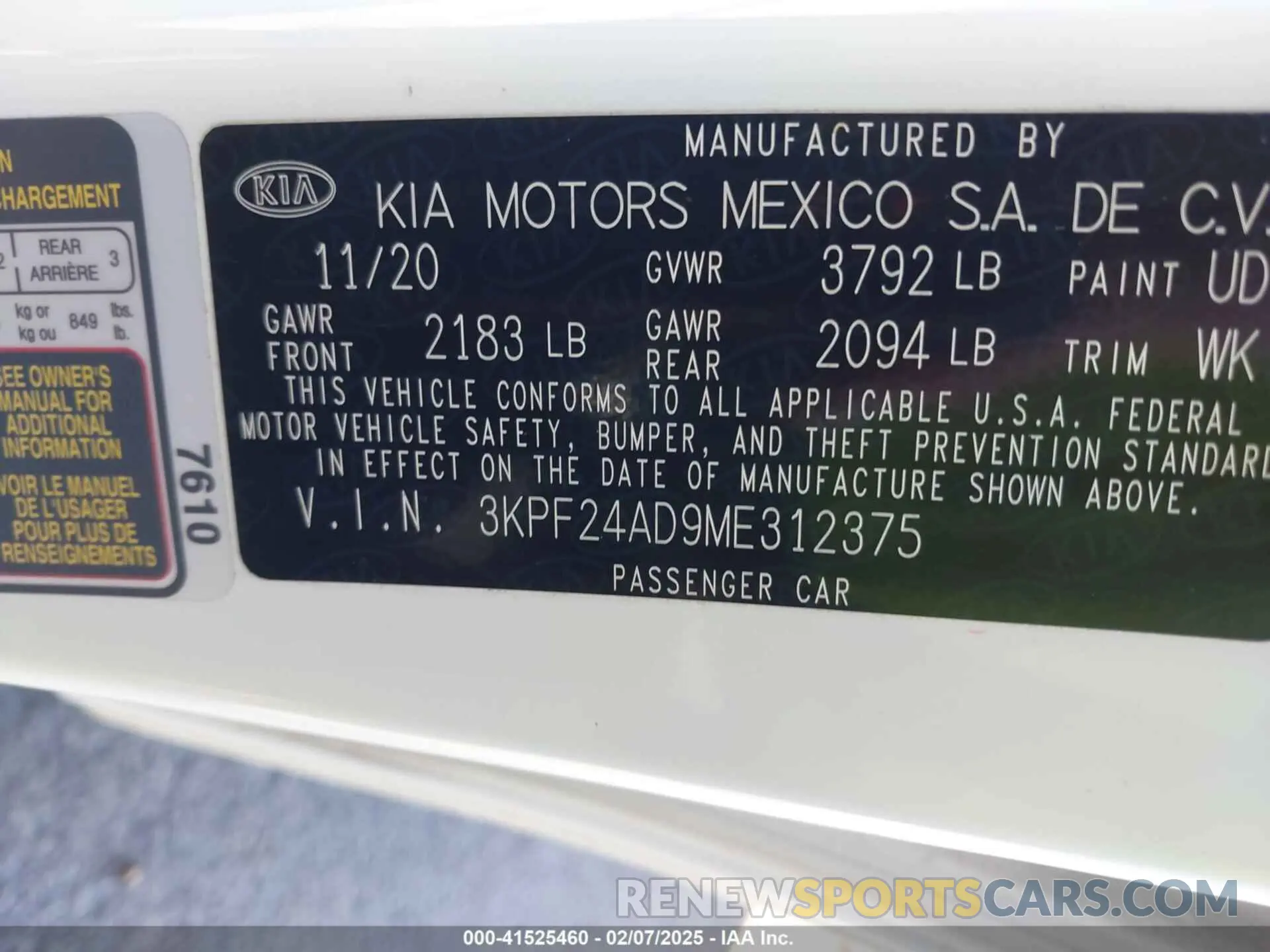 9 Photograph of a damaged car 3KPF24AD9ME312375 KIA FORTE 2021