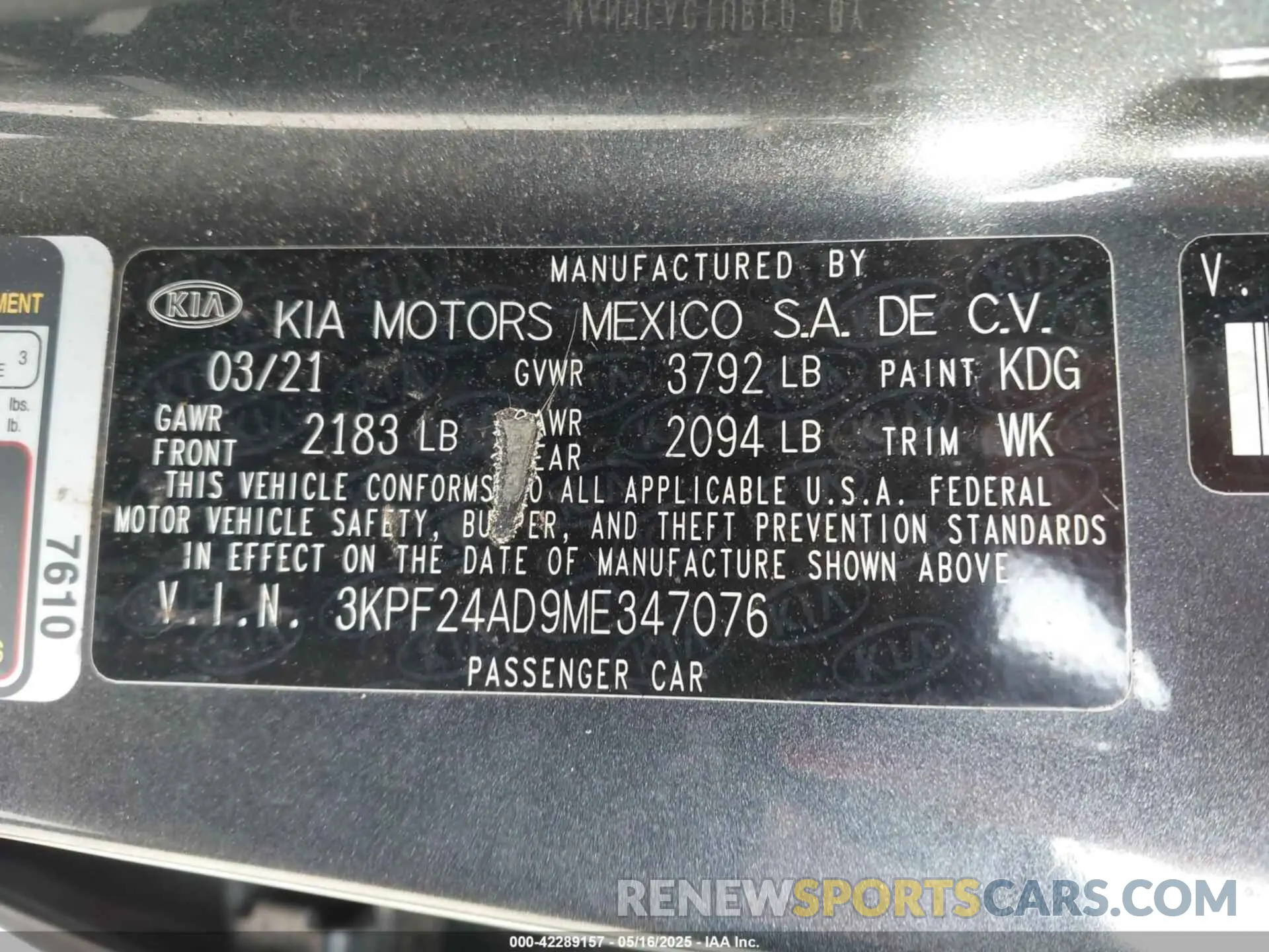 9 Photograph of a damaged car 3KPF24AD9ME347076 KIA FORTE 2021