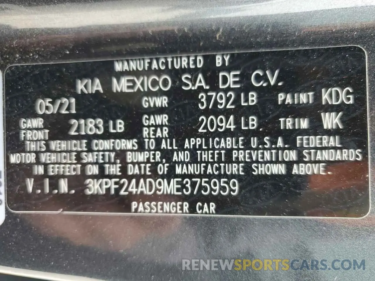 13 Photograph of a damaged car 3KPF24AD9ME375959 KIA FORTE 2021