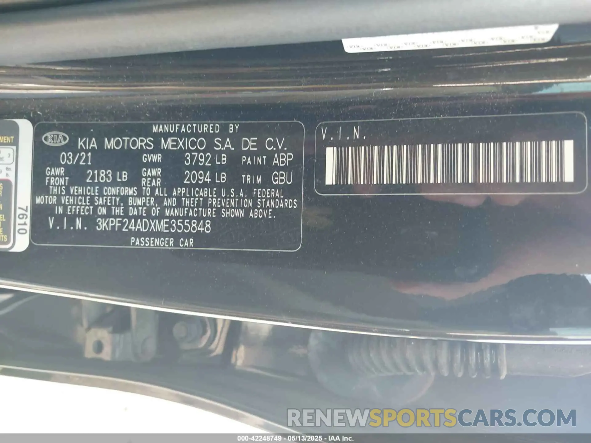 9 Photograph of a damaged car 3KPF24ADXME355848 KIA FORTE 2021