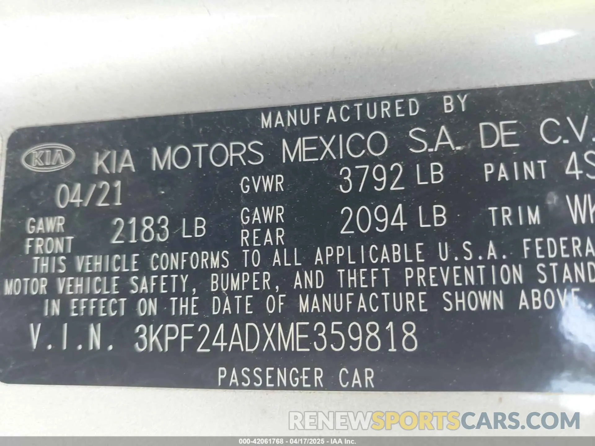 9 Photograph of a damaged car 3KPF24ADXME359818 KIA FORTE 2021