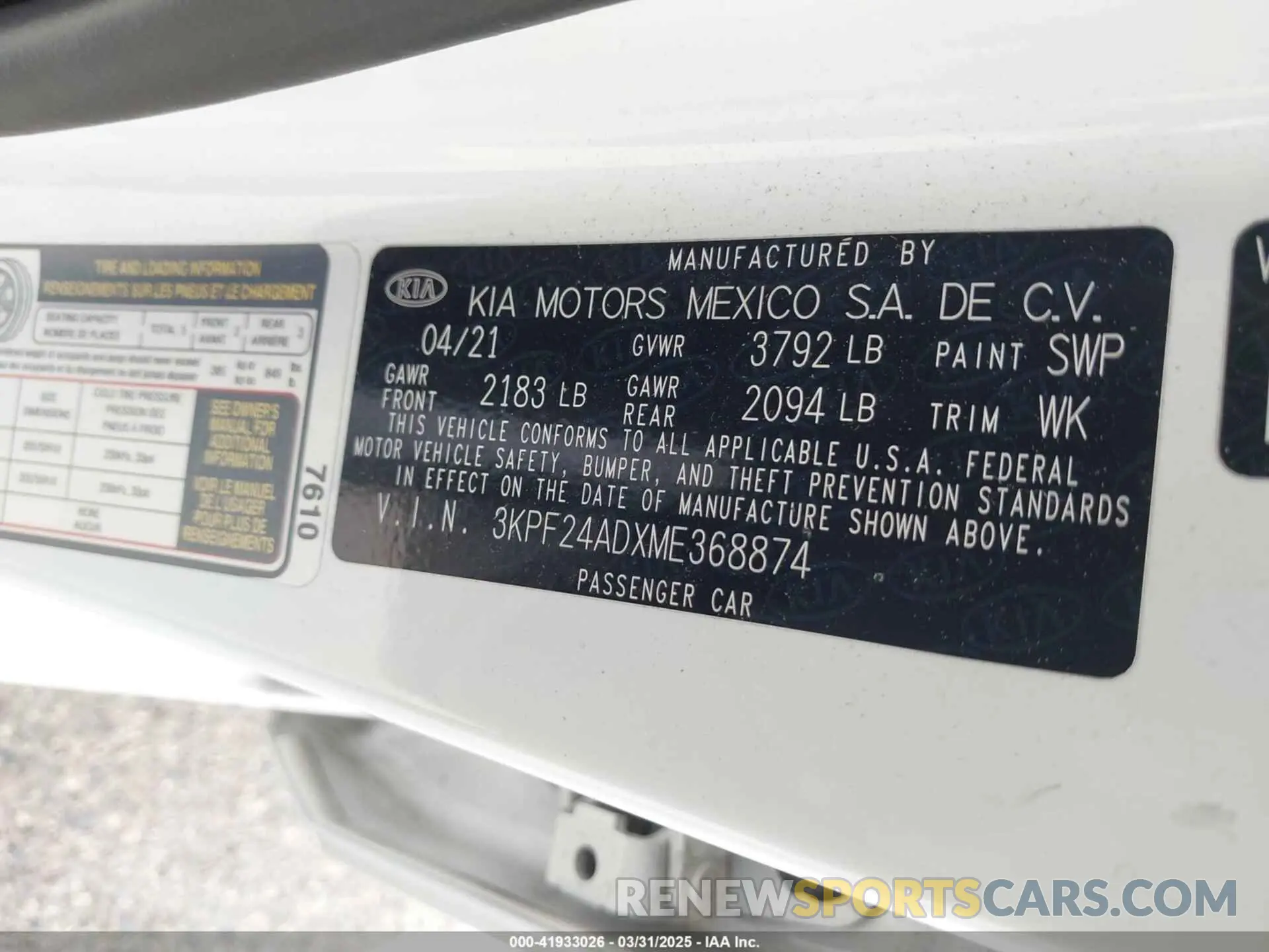 9 Photograph of a damaged car 3KPF24ADXME368874 KIA FORTE 2021