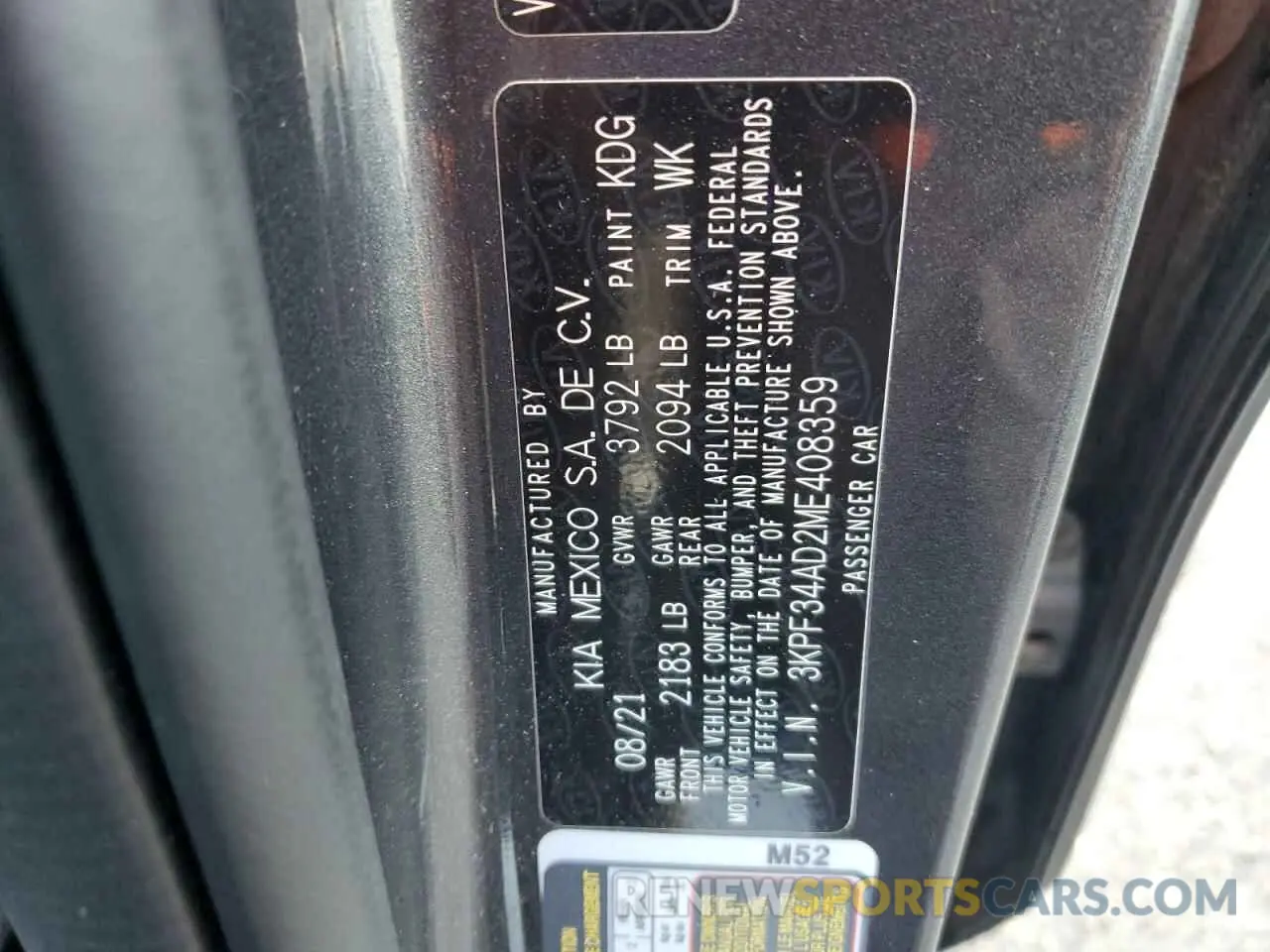 12 Photograph of a damaged car 3KPF34AD2ME408359 KIA FORTE 2021