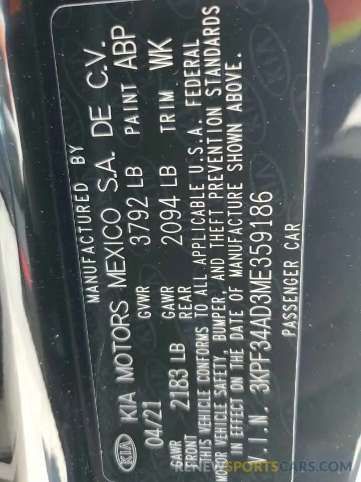 14 Photograph of a damaged car 3KPF34AD3ME359186 KIA FORTE 2021