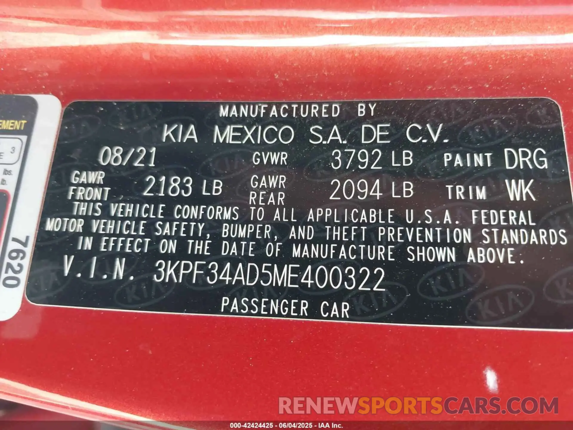 9 Photograph of a damaged car 3KPF34AD5ME400322 KIA FORTE 2021