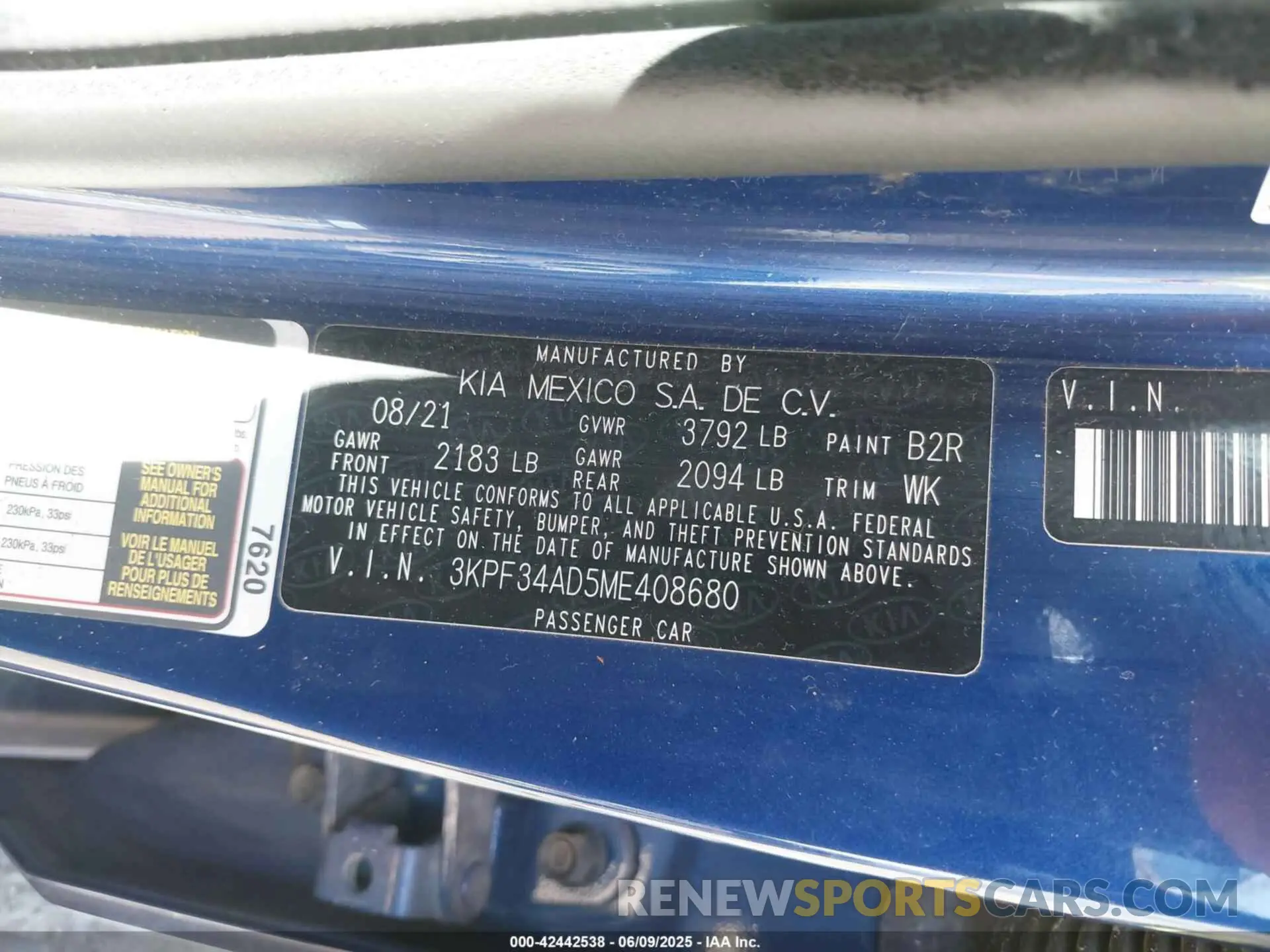 9 Photograph of a damaged car 3KPF34AD5ME408680 KIA FORTE 2021