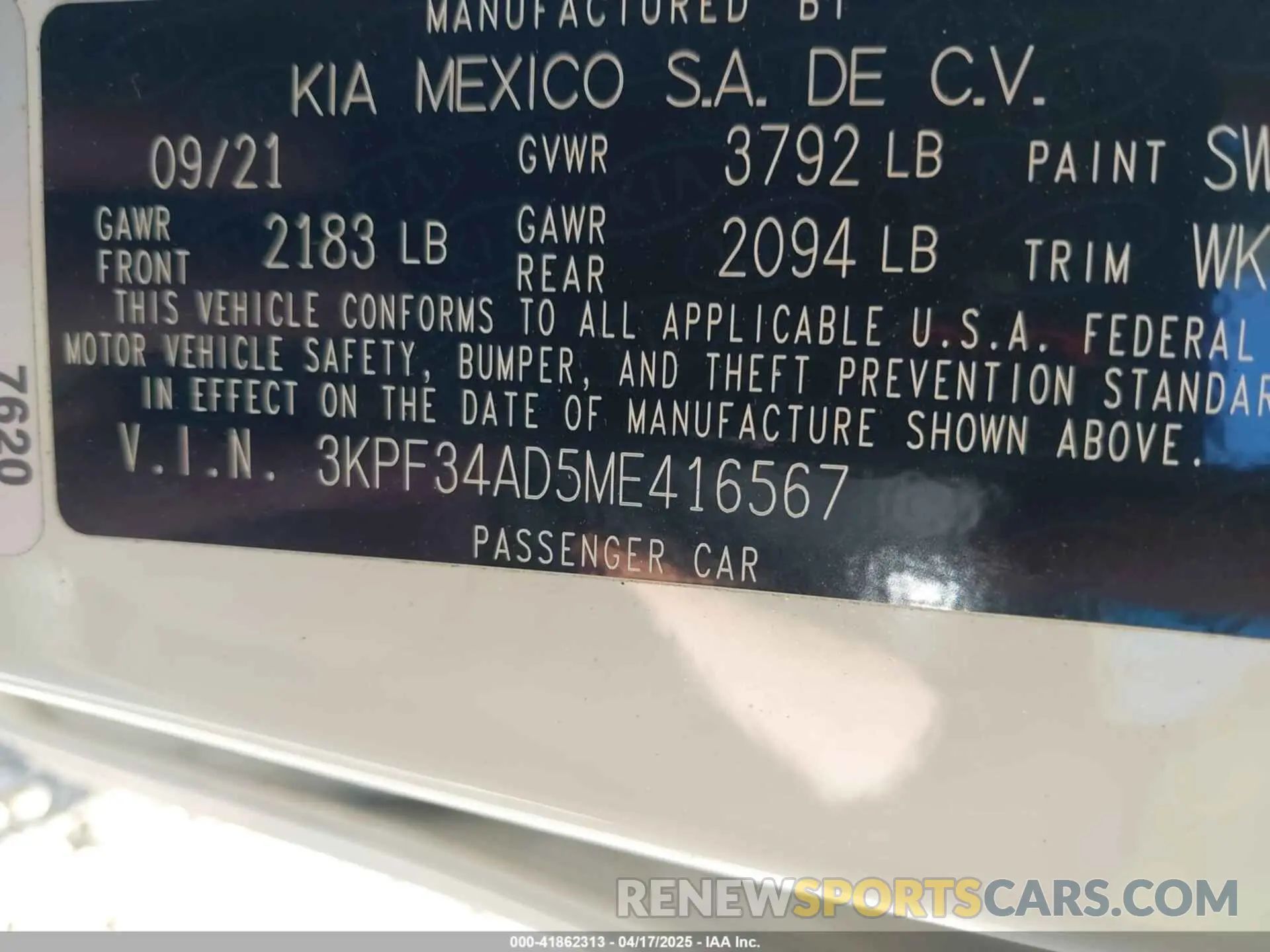 9 Photograph of a damaged car 3KPF34AD5ME416567 KIA FORTE 2021