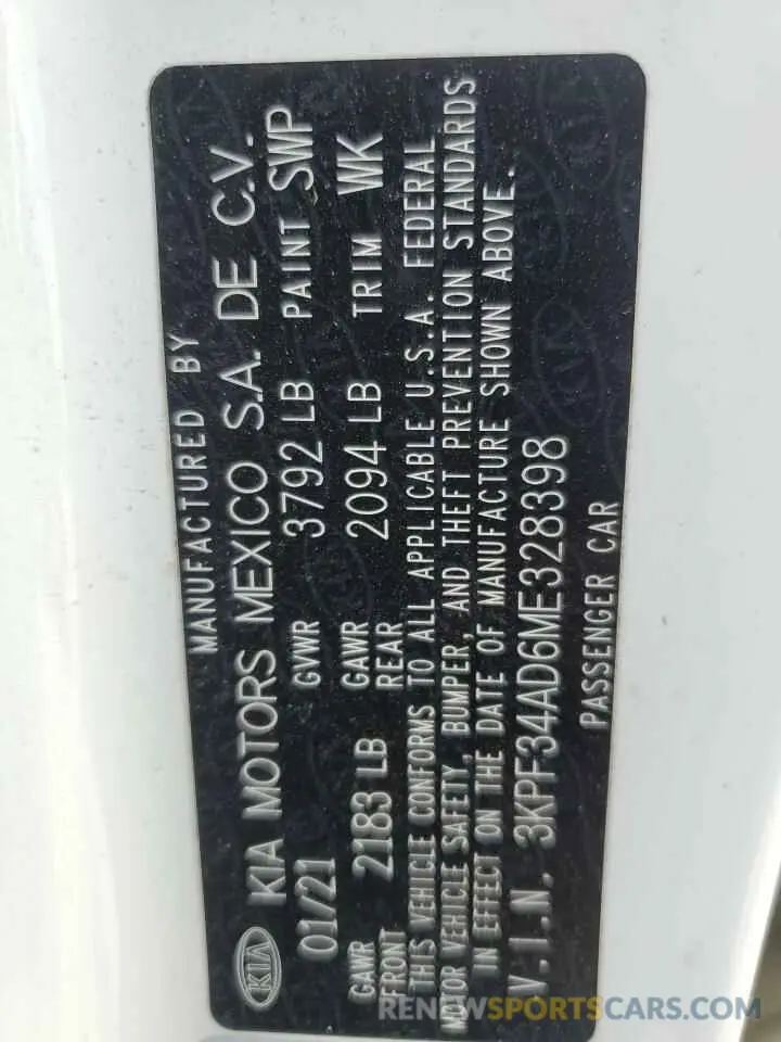 13 Photograph of a damaged car 3KPF34AD6ME328398 KIA FORTE 2021