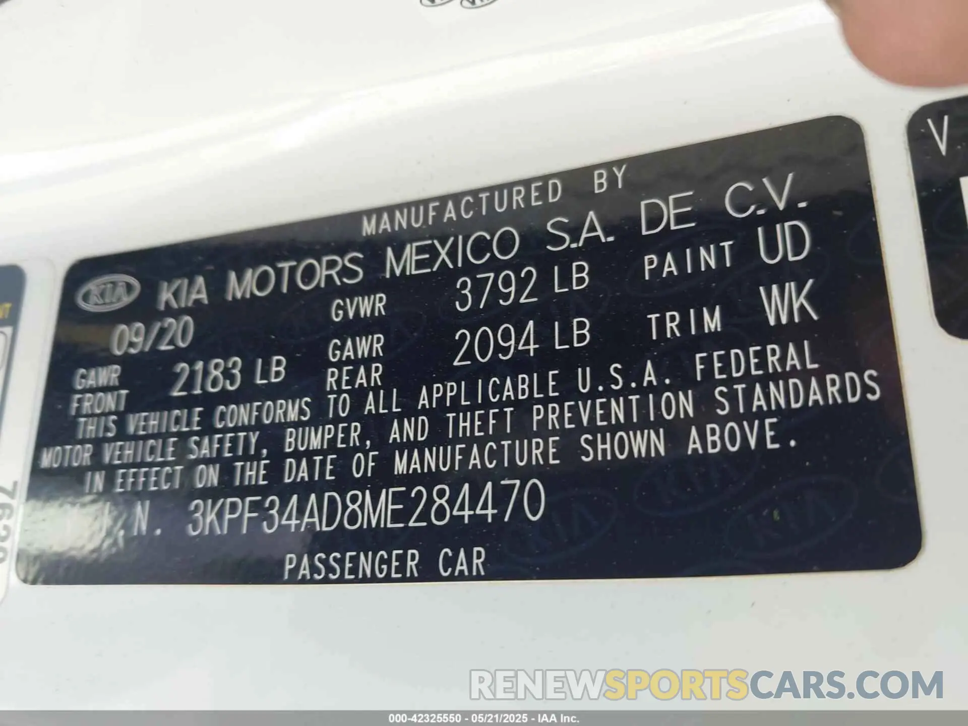 9 Photograph of a damaged car 3KPF34AD8ME284470 KIA FORTE 2021