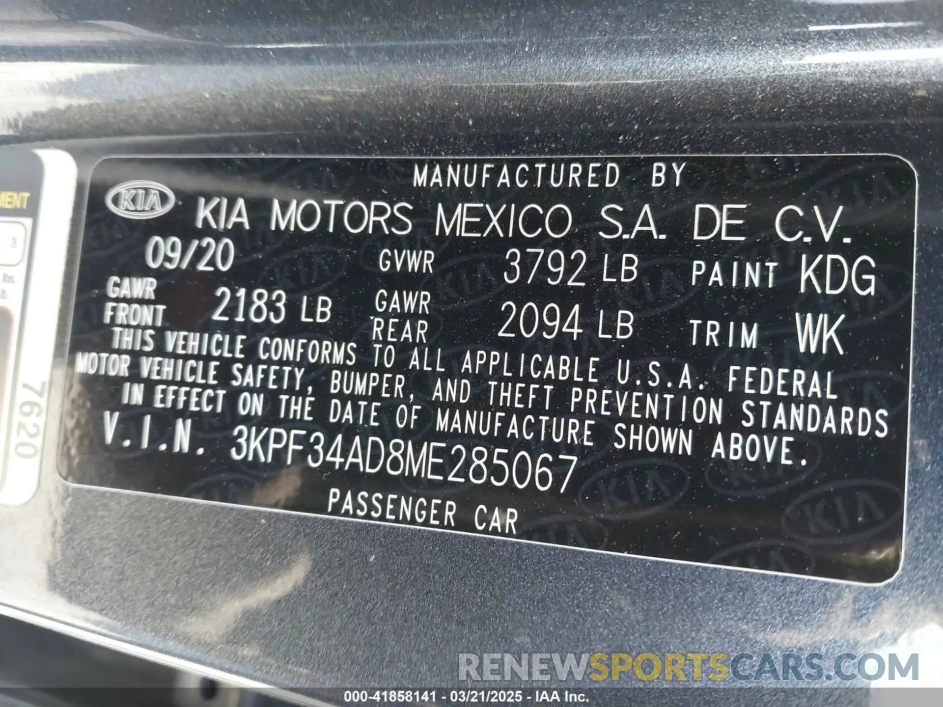 9 Photograph of a damaged car 3KPF34AD8ME285067 KIA FORTE 2021